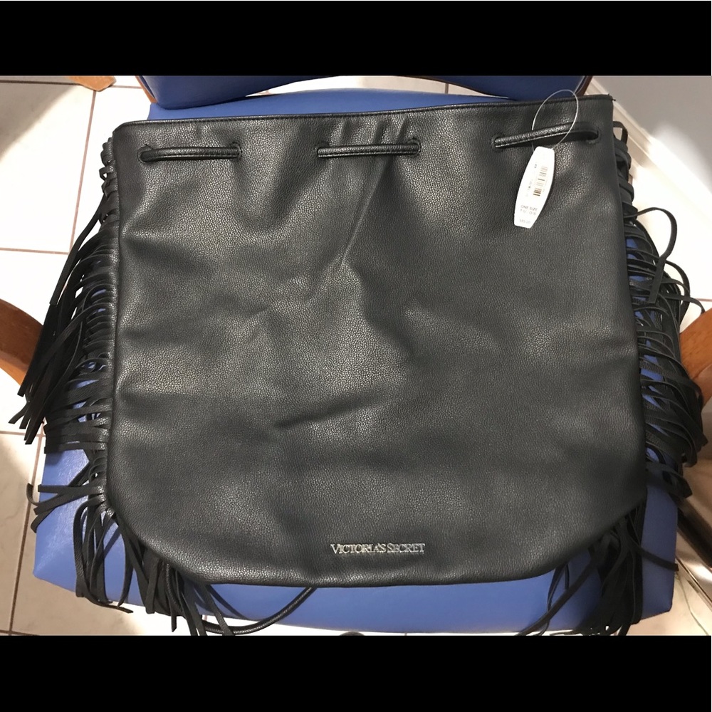 NWT VS faux leather fringed drawstring backpack - Picture 11 of 16